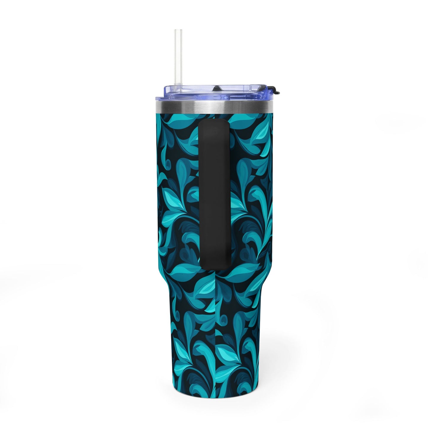 Vaso térmico de 40 oz con diseño floral en espiral
