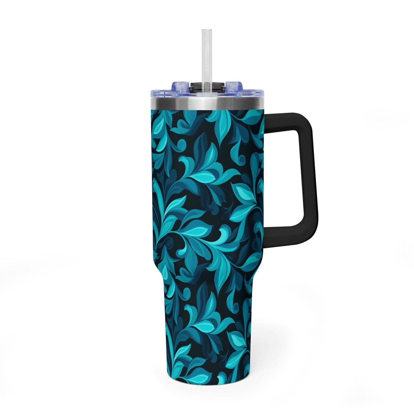 Vaso térmico de 40 oz con diseño floral en espiral