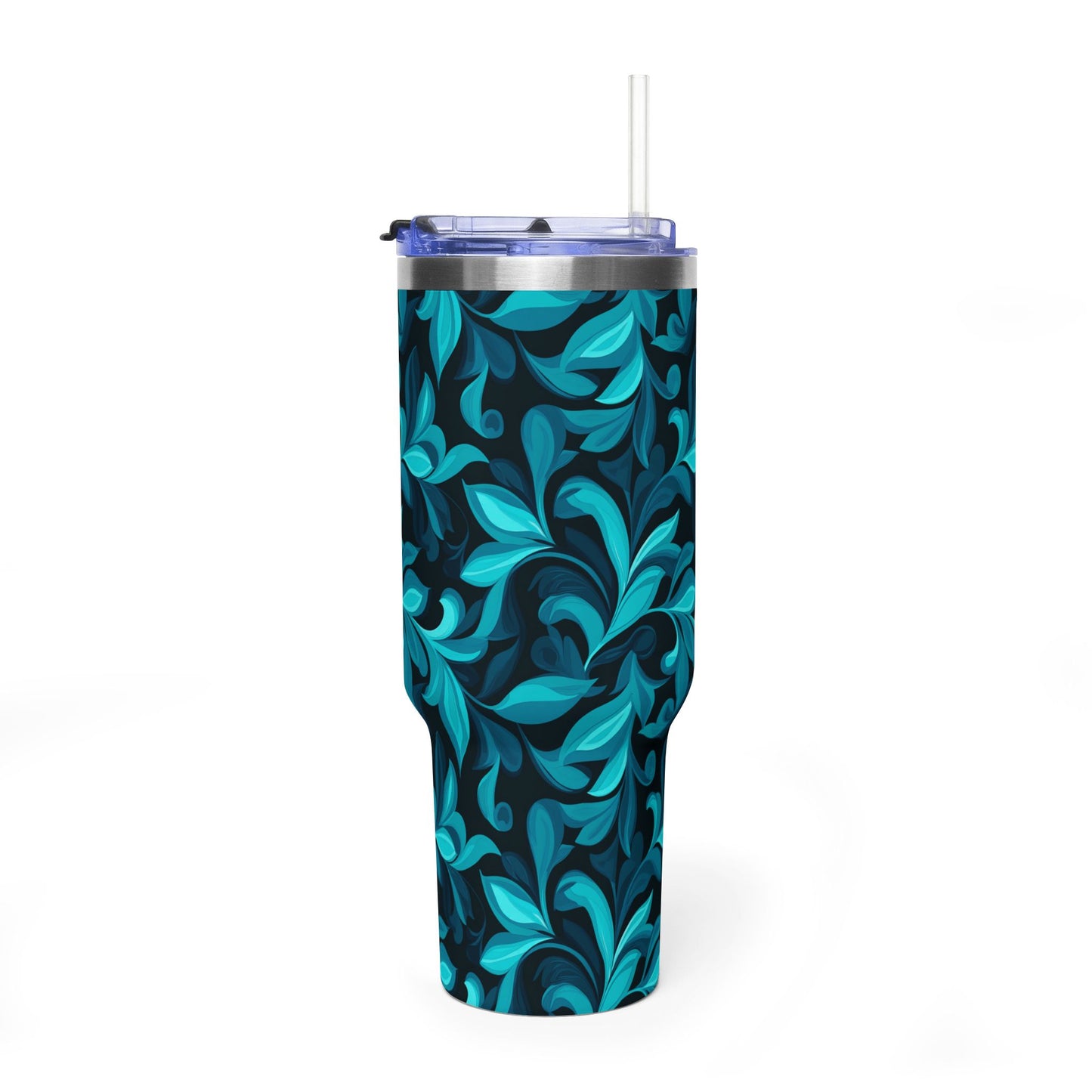Vaso térmico de 40 oz con diseño floral en espiral