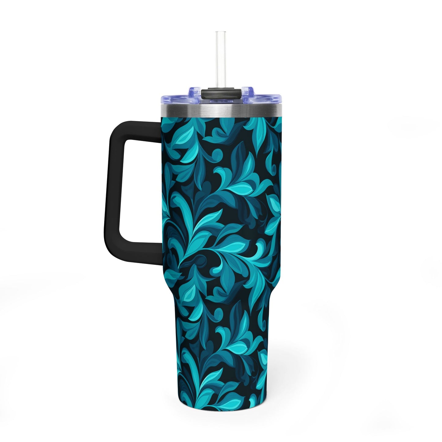 Vaso térmico de 40 oz con diseño floral en espiral